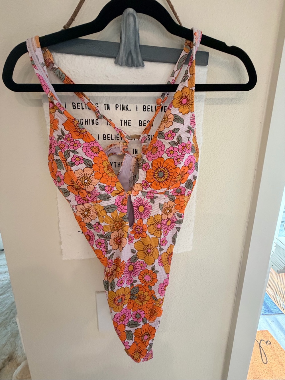 Floral One-Piece Swimsuit in Pink & Orange